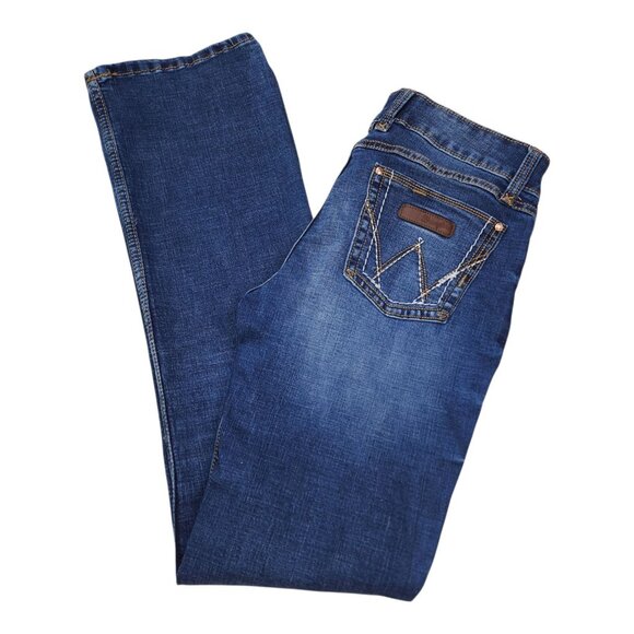 Wrangler Womens Bootcut Jeans 11X36 Blue Denim Mid-Rise Embroidered Pockets - Picture 1 of 11